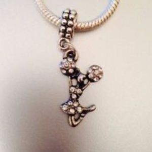 “CHEER LEADER” Silver Plated Dangling Charm For European Style Charm Bracelets